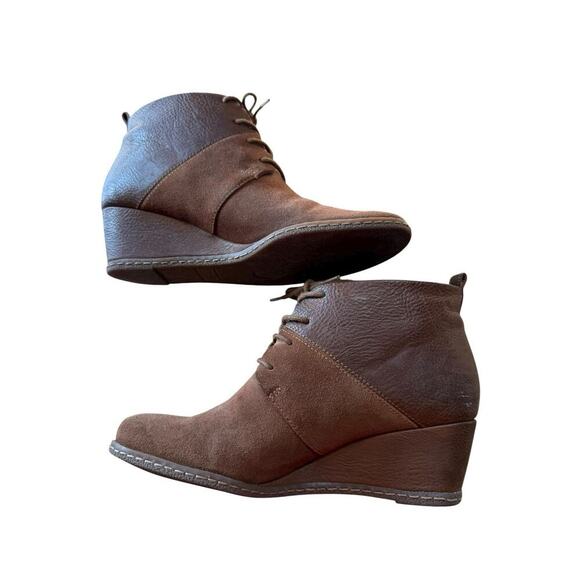 Franco Sarto Albi Wedge Chukka Boots Size 7 M Cognac Suede & Leather With Box - Picture 5 of 9